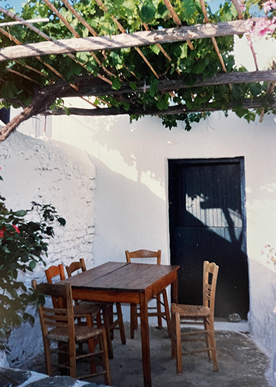 Image of the shady trellis at Henry's Amorgos house